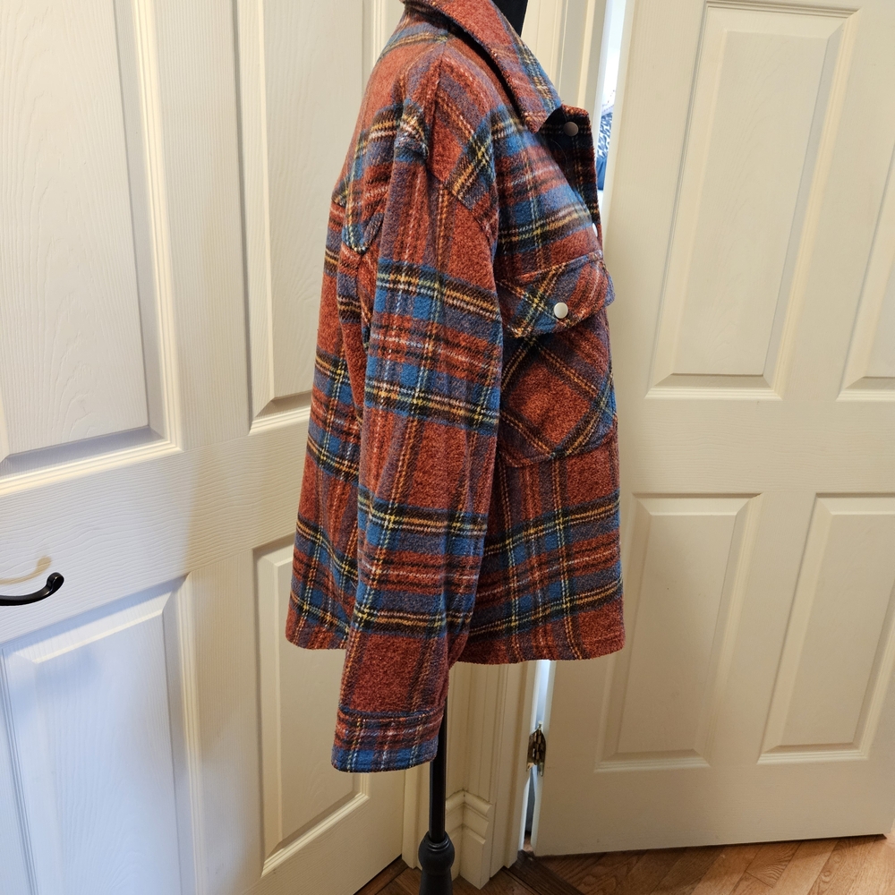 Jodifl Plaid Shacket Shirt Snap Front Size Medium Women's - Picture 5 of 7